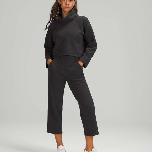lululemon athletica Pants - Lululemon Ribbed Straight Leg Super-High-Rise Crop 23" Heathered Black